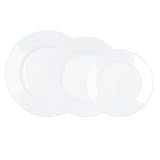 Luminarc Vajilla de vidrio Plumi 18 piezas para 6 personas | Blanco, diseño redondo, acabado decorado, fabricada en Francia, apta para microondas