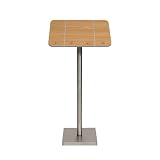SECURIT - Porta Folleto con Poste y Base - Acero Inoxidable + Panel de Madera Laminada - Bandas Elásticas y Soportes Integrados - Restaurante, Cafetería, Bar - 113,7 x 54,2 x 36,7 cm