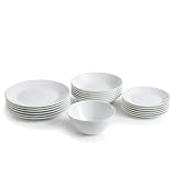 Luminarc Vajilla de vidrio opal Zelie 19 piezas para 6 personas | Blanco, diseño redondo, acabado brillo, apilable, fabricada en Francia, apta para microondas