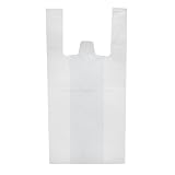 Bolsas de Plástico con Asas Blanca Tipo Camiseta Reutilizables 42x53cm Resistentes 1KG 70 Por Ciento Recicladas Comercio Comida Supermercado Frutería Pescadería Hogar Pollería Mercadillo