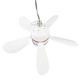 AMONIDA Ventilador de Techo de 12 V con Luz LED, Potente Flujo de Aire de Refrigeración para Tienda de Pesca de 16,5 Pulgadas