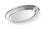 HENDI Fuente oval de servicio 350x240x(H) 25mm | Acero inoxidable, borde liso, apta para lavavajillas