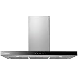 Corberó - Campana Extractora Isla 90 cm | RODAS9100 | Caudal 979 m3/h | 65db | 296W | 6 Velocidades | Táctil | 3 Filtros de Aluminio + Filtro de Carbón | Inox - Negro