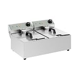 Royal Catering Freidora Industrial Profesional Rcef-10Dy-Eco (Doble con Doc Cestas 2 X 10 Litros, 2 X 2800 W, 230 V, Termostato, Acero Inoxidable)