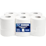 6 Bobinas de Papel Secamanos de Celulosa Blanco - Rollos de Papel Industrial Formato Ahorro con Mayor Capacidad por Bobina - MARCPRINT