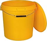 BenBow Cubo con Tapa 20l Amarillo 1x 20 litros - Seguro para los Alimentos, Estable, hermético, a Prueba de Fugas - contenedor de Almacenamiento de plástico, con asa de Metal - vacío