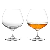 GLASKEY Juego de 2 Copas Grandes para Brandy,65cl Copas de Cristal para Coñac, Brandy, Whisky, Aptas para Lavavajillas, Perfectas para el Hogar,Restaurantes y Fiestas