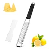Diboniur Rallador de Queso en Acero Inoxidable con Funda | Cuchilla fina y afilada para parmesano, limón, ajo y jengibre, apta para lavavajillas, con funda y cepillo