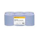 AmazonCommercial Papel de Limpieza Multiusos XL, 2 Capas con Dispensación Central, Rollo Azul Reciclado, 6 Rollos (1 Paquete), 450 Hojas por Rollo, Tamaño de Hoja: 20 x 30cm