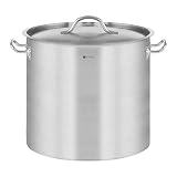 Royal Catering Olla De Inducción Cacerola Profesional RCST-25E3 (Con Tapadera, Acero Inoxidable, Bordes Antigoteo, Fondo de 4 mm, 25 Litros)
