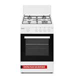 Corberó - Cocina Plus | 50cm | CCSF45020BW | 4 Fuegos Gas Butano | Horno 43L | Tapa Metal | Puerta Doble Cristal | Bandeja y Parrilla Cromada | Desconexión Automática Seguridad | Blanco