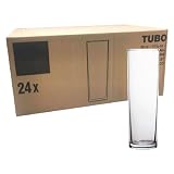 Acan Tradineur - Caja de 24 Vasos Modelo Tubo - Capacidad: 320 ml - Fabricado en Vidrio Resistente - Apto para lavavajillas - Tamaño aprox: Ø 6 x 16,5 cm - 24 Uds Totales.
