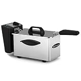 Orbegozo FDR 16, Freidora aceite, 1,5 litros de capacidad, 1500 W, termostato regulable, fácil de limpiar, posición escurrido de aceite, asas laterales de tacto frío, acero inoxidable