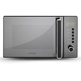 SOGO SS-855 Horno Microondas con Grill 20L, 8 Modos, Función Combi Grill, Control Digital y Pantalla LED, 1050/1000W, Instalación Libre, Negro con Acabado Espejo, para Calentar, Cocinar y Descongelar