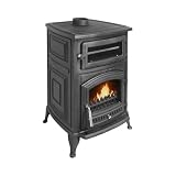 EIDER BIOMASA Estufa Leña ANTARES IRON con Horno – 18,26 kW (máx. 24,28 kW) – Fundición Completa – Horno 16×29×41 cm – Hasta 315 m³ – 91×59×61 cm – Clase A