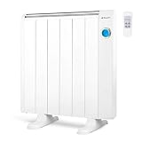 Orbegozo RRE 1010, Emisor térmico bajo consumo, 1000 W, 6 elementos reales, aluminio, mando a distancia, funcionamiento programable, botón de desconexión total, pared o pie, color blanco
