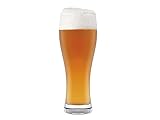 H&H - Set de 6 vasos de cerveza, multiusos, tipo alemán, Weizen, cristal, 330 ml
