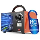 Generador de Ozono 120000mg/h,Ozono Purificador de Aire Hogar,Hasta 500㎡ | Temporizador 2H,Pantalla Temp./Humedad,Desinfección y Desodorización,Maquina Ozono Portatil para Coche Cocina Oficina Sótano