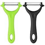 AUAUY 2Pz Pelador Patatas, Y Forma Pelador Verduras Giratorio, Negro+Verde | Pelador de Patatas para Cocina, Pelador de Pipas Mango ErgonóMico, Pelador Arcos Acero Inoxidable con Hoja Afilada