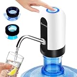 EASYSPEED Dispensador de Agua, USB-C Bateria 1200 mAh, Bomba Grifo de Agua, Eléctrica Portátil con 2 adaptadores para Botellas y garrafas de 5, 8, 10, 13 y 20 litros, Blanco