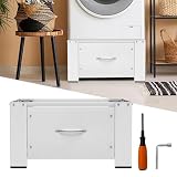 Herrselsam Base para lavadora con cajón 63 x 54 x 32 cm – Pedestal con herramientas de montaje, marco de suelo estable, frontal de cajón 46 x 25 cm, insonorizante – para lavadora y secadora, color