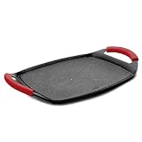 Lacor 25536 - Plancha Grill Eco-Piedra - Aluminio Fundido, 25,5x20 cm | En aluminio fundido, apta para inducción; apta para horno, con asas de silicona, libre de PFOA, práctica y fácil de limpiar