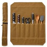 asxibeu Funda para cuchillos, cuchillo de chef con 7 compartimentos | Bolsa para cuchillos de chef con 7 compartimentos de lona, bolsa portátil para guardar cuchillos, cucharas