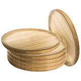 AC - Pack de 6 Platos para pulpo de Madera - Ideal para comer pulpo a la gallega - Uso profesional y doméstico - Ø 16 cm