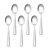 OTTO KONING Leipzig Cucharas de Postre Acero Inoxidable Plateadas x6 | Acero inoxidable plateado, acabado pulido espejo, 15,3 cm, 2,5 mm, aptas lavavajillas, uso café y postre