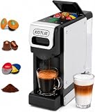 4 en 1 Máquina de Café en Cápsulas 19BAR para Lavazza MIO/Nespresso Original/Dolce Gusto cápsulas y Café Molido, Máquinas Automáticas de Café Espresso en Cápsulas Pequeñas, 1L, 1450 W (BLACK-ES)