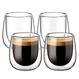 glastal 4*100 ml Tazas de Café de Cristal Vasos de Espresso de Doble Pared | Tazas de Vidrio Borosilicato para Té, Café, Leche, Latte, Macchiato, Regalo de Cumpleaños Para Padres Amigo