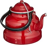 Ibili 910410 - Cafetera pava de acero esmaltado vitrificado Roja 1 l