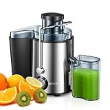 Juilist Licuadora 600W Acero Inoxidable Boca 65MM 2 Velocidades | Extractor de jugos para verduras y frutas, fácil limpieza, antigoteo y antideslizante.