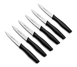 Arcos Juego de 6 Cuchillos Mondadores Acero Inoxidable 100 mm | Set de cuchillos de cocina para pelar con mango de polipropileno apto para lavavajillas. Serie Nova. Color negro.