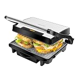 Cecotec Parrilla Eléctrica Rock'nGrill 1500 Rapid. 1500 W, Revestimiento de Piedra RockStone, Placa Superior Flotante Ajustable en Altura, Bandeja Recogegrasas, Grill Contacto, 12,4 x 30,8 x 33,2 cm