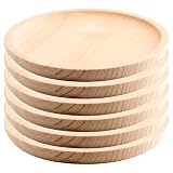 Space Home - Platos de Madera para Pulpo - Plato para Servir Aperitivos, Jamón, Queso, Embutidos o Pizza - Platos de Presentación - Set de 6 - Diámetro 20 cm