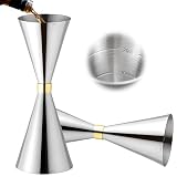 Delgeo Profesional Jigger, Spirit de Cóctel de Acero Inoxidable,Cóctel Jigger con Marca 5/10/15/20/25/30/40/50 ml(Plata,25×50ml)