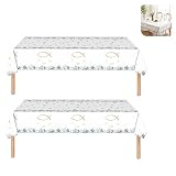 CZAYEFNH Juego de 2 Manteles para Comunión, 137x274 cm, Decoración para Mesa de Bautizo, Fiesta Religiosa, Impermeables y Reutilizables, Diseño de Peces Dorados y Hojas