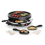 Princess Raclette eléctrica, Ø 30 cm, 800 W, para 6 Personas | Placa extraíble de acero prensado, Sartenes antiadherentes con asas de tacto frío, 01.162725.01.001