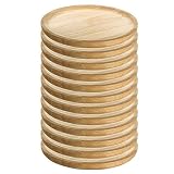 AC - Pack de 12 Platos para pulpo de Madera - Ideal para comer pulpo a la gallega - Uso profesional y doméstico - Ø 12 cm