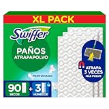 Swiffer Paños Secos Y Húmedos Para Mopa (90 Paños Secos, 3 Paños Húmedos) | Atrapa Y Retiene 3 Veces Más Polvo, Suciedad Y Pelo Que Una Escoba O Mopa Convencional
