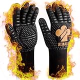 Guantes Barbacoa Cocina Resistente al Calor hasta 500°C Guantes para Horno de Silicona Antideslizante para Cocina, Parrilla, Hornear, Microondas (S/M, Dorado)