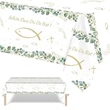 Huahuanghui Mantel para Comunión, Decoración de Mesa para Confirmación, 137 x 274 cm. Mantel para Comunión, Bautizo, Decoración de Bautizo, MantelCristiano, Mantelpara Fiesta deComunión con Peces