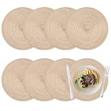8 Piezas 30 cm Manteles Individuales Redondos Lavables | Manteles Individuales Redondos Trenzados, Resistentes al Calor y Antideslizantes, para Restaurantes, Cocina, Fiesta