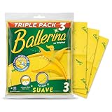 Ballerina Bayeta Amarilla Original 35x35 cm | Pack 3 Unidades | Alta absorción, lavable a 60° y resistente a la lejía. La bayeta amarilla de los hogares españoles desde 1986